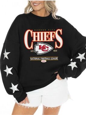 Kansas City Chiefs Black Star-Sleeve Sweatshirt